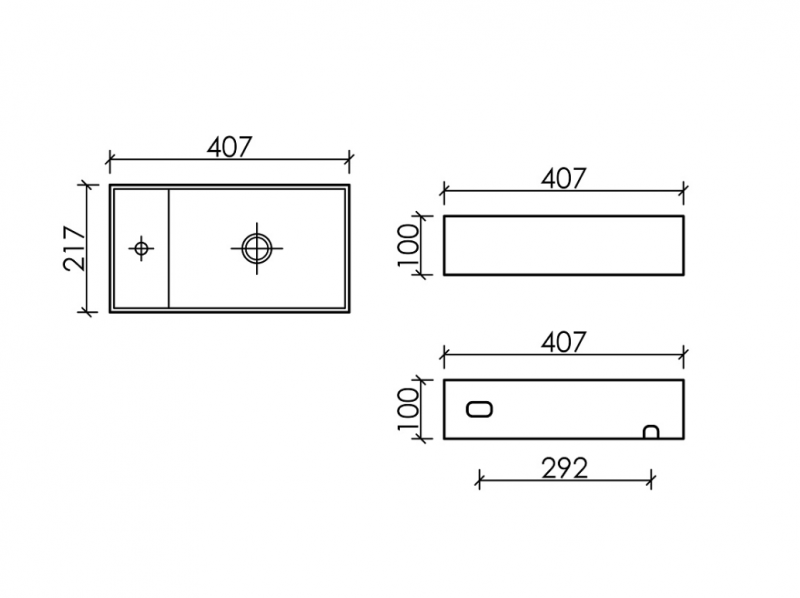 Раковина подвесная Ceramicanova Element CN6051R 40.7x21.7x10 (белый), чаша справа