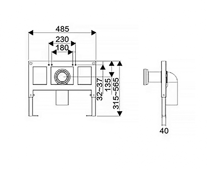 Унитаз импульсный Azario 360х590х380 напольный, квадр, быстрос сид мкрлфт, монтажная рама