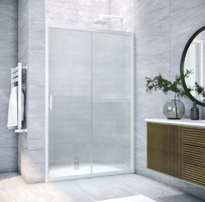 Дверь в душевой проем ZP NOVO h2000 180 01 MORU профиль белый стекло MORU регулировка 178-183