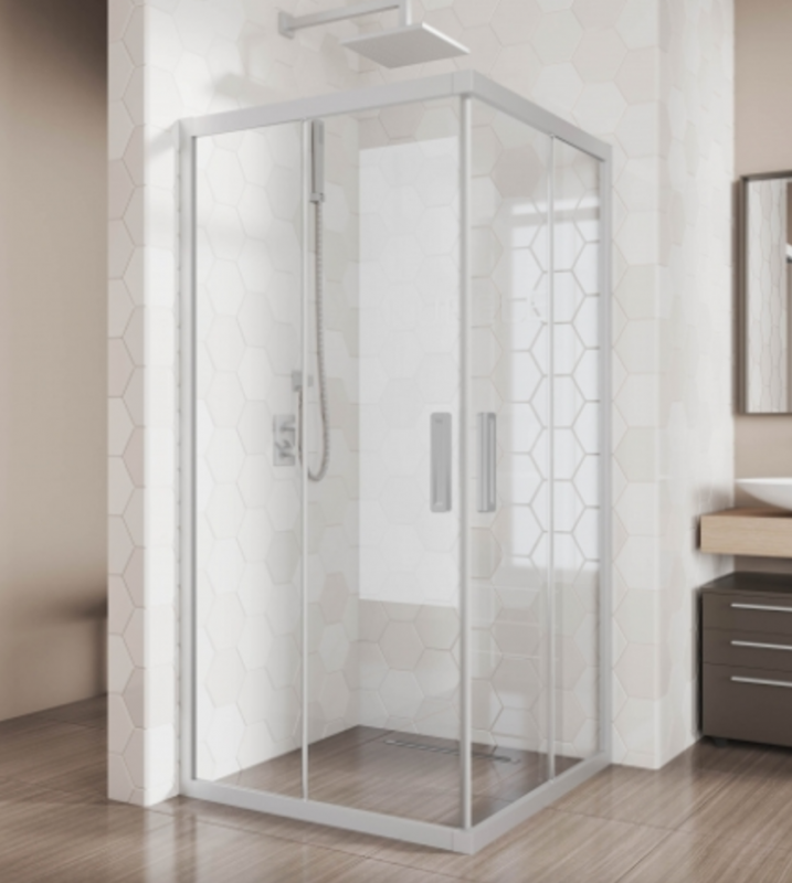 Душевой уголок Kubele DE019SC-MAT-CLN-MT 100x100x200 см, проф хром мат, стекло прозр, 6мм