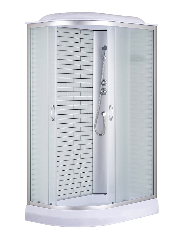 Душевая кабина 120х80х215 CS-66120-13R FW с низк подд 13см.бел кирпич узор,проф хром, мат стекло 4м