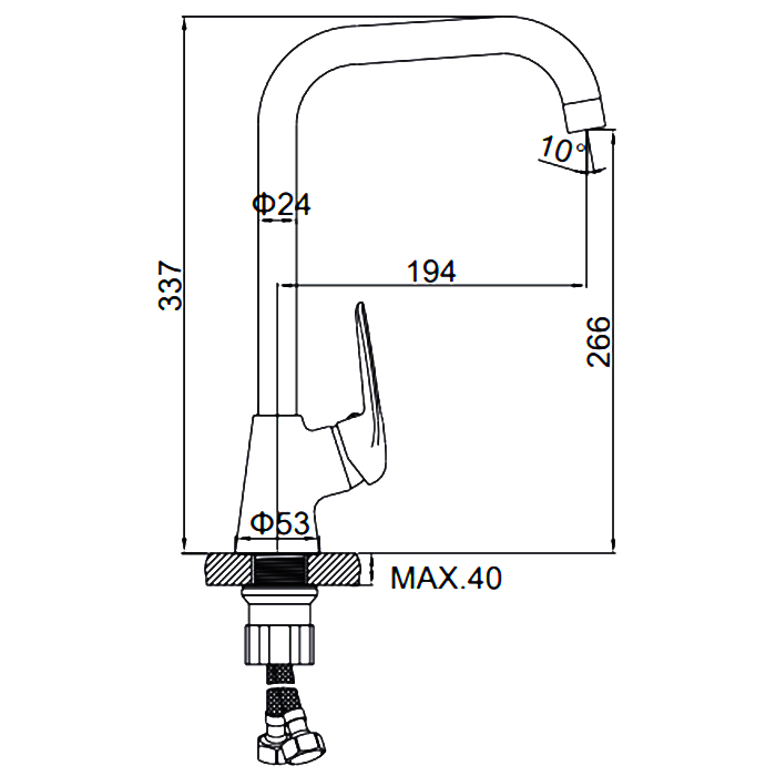 Смеситель для кухни 4048С LEDEME шар. d35 на гайке МАКСИ (БРОНЗА)