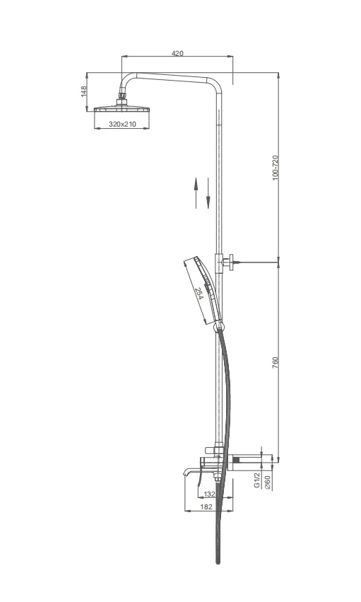Душевая система для ванны SPLENKA хром S31.24