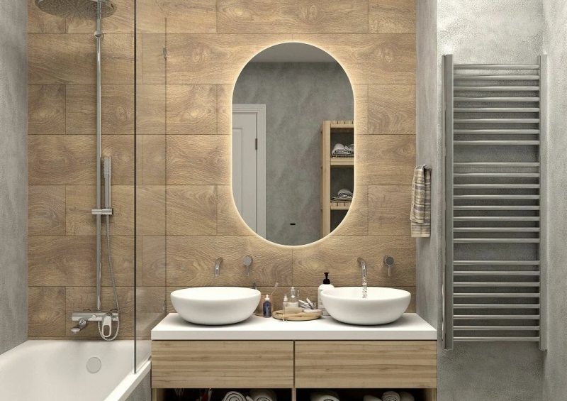 Зеркало Art&Max Torino 60х100 с теплой подсветкой AM-Tor-600-1000-DS-C