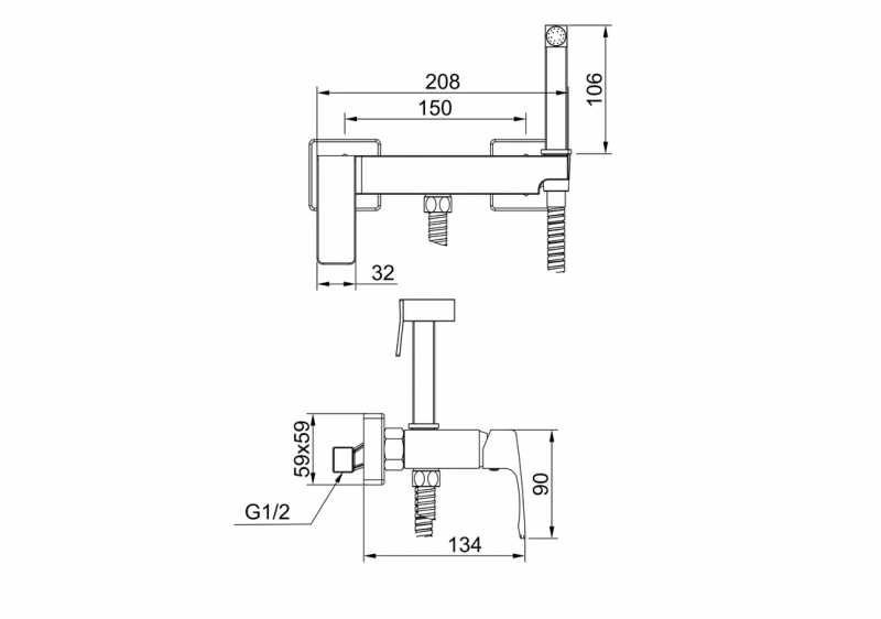 Смеситель с гигиеническим душем, сатин золотой R01.51.03 Raglo