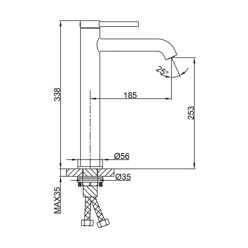 Смеситель для раковины Gappo G06-3 G1006-23, золото сатин