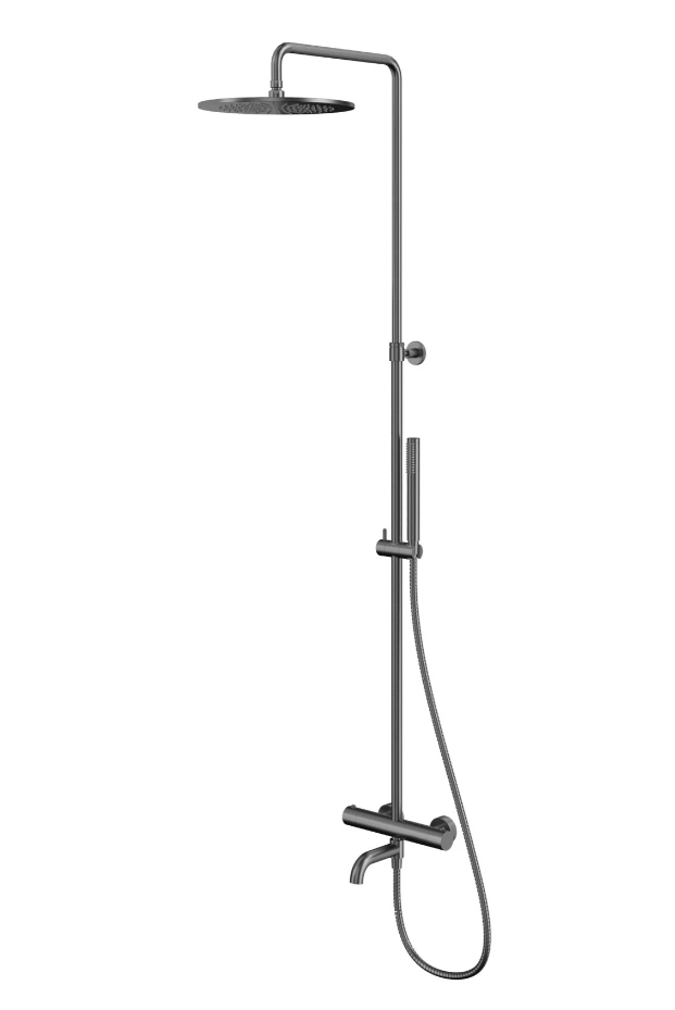Душевая стойка для ванны термостат WHITECROSS Y Y1234GM (оружейная сталь)